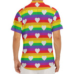 White Heart On LGBT Pride Striped Print Men's Deep V-Neck Shirt