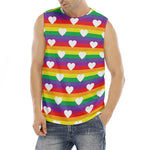White Heart On LGBT Pride Striped Print Men's Fitness Tank Top