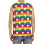 White Heart On LGBT Pride Striped Print Men's Fitness Tank Top