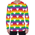 White Heart On LGBT Pride Striped Print Men's Long Sleeve T-Shirt