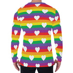 White Heart On LGBT Pride Striped Print Men's Long Sleeve T-Shirt