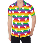 White Heart On LGBT Pride Striped Print Men's Shirt