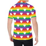 White Heart On LGBT Pride Striped Print Men's Shirt