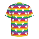 White Heart On LGBT Pride Striped Print Men's Sports T-Shirt