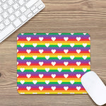 White Heart On LGBT Pride Striped Print Mouse Pad