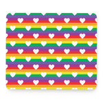 White Heart On LGBT Pride Striped Print Mouse Pad