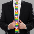 White Heart On LGBT Pride Striped Print Necktie