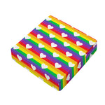 White Heart On LGBT Pride Striped Print Outdoor Seat Cushion Cover