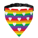 White Heart On LGBT Pride Striped Print Over The Collar Dog Bandana