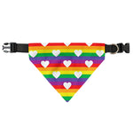 White Heart On LGBT Pride Striped Print Over The Collar Dog Bandana