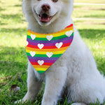 White Heart On LGBT Pride Striped Print Over The Collar Dog Bandana