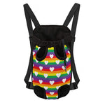 White Heart On LGBT Pride Striped Print Pet Carrier Backpack