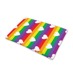 White Heart On LGBT Pride Striped Print Pet Cooling Mat Cover