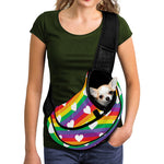 White Heart On LGBT Pride Striped Print Pet Sling Carrier