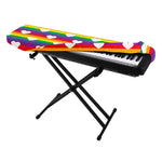 White Heart On LGBT Pride Striped Print Piano Keyboard Cover