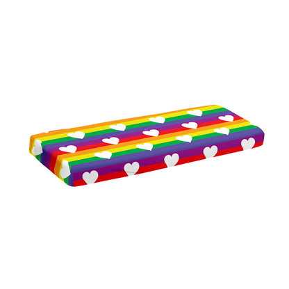 White Heart On LGBT Pride Striped Print Piano Keyboard Cover