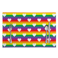 White Heart On LGBT Pride Striped Print Placemat