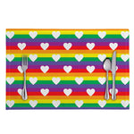 White Heart On LGBT Pride Striped Print Placemat