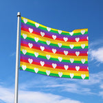 White Heart On LGBT Pride Striped Print Polyester Flag