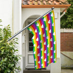 White Heart On LGBT Pride Striped Print Polyester Flag