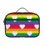 White Heart On LGBT Pride Striped Print Portable Lunch Bag