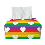 White Heart On LGBT Pride Striped Print Rectangle Tissue Box Cover