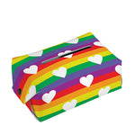 White Heart On LGBT Pride Striped Print Rectangle Tissue Box Cover