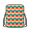 White Heart On LGBT Pride Striped Print Rectangular Crossbody Bag