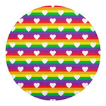 White Heart On LGBT Pride Striped Print Round Blanket