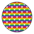 White Heart On LGBT Pride Striped Print Round Floor Mat