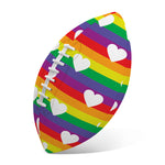 White Heart On LGBT Pride Striped Print Rugby Ball