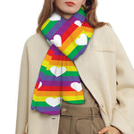 White Heart On LGBT Pride Striped Print Scarf