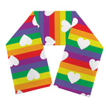 White Heart On LGBT Pride Striped Print Scarf