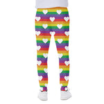 White Heart On LGBT Pride Striped Print Scuba Joggers