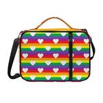 White Heart On LGBT Pride Striped Print Shoulder Strap Bible Bag
