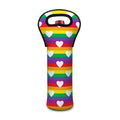 White Heart On LGBT Pride Striped Print Single Neoprene Wine Tote