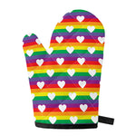 White Heart On LGBT Pride Striped Print Single Oven Mitt