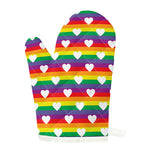 White Heart On LGBT Pride Striped Print Single Oven Mitt