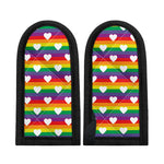 White Heart On LGBT Pride Striped Print Skillet Handle Cover