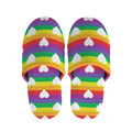White Heart On LGBT Pride Striped Print Slippers