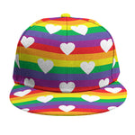 White Heart On LGBT Pride Striped Print Snapback Cap
