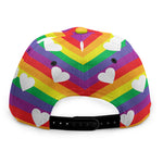 White Heart On LGBT Pride Striped Print Snapback Cap