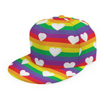White Heart On LGBT Pride Striped Print Snapback Cap