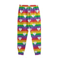 White Heart On LGBT Pride Striped Print Sweatpants