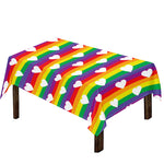 White Heart On LGBT Pride Striped Print Tablecloth