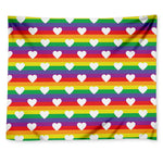 White Heart On LGBT Pride Striped Print Tapestry