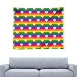 White Heart On LGBT Pride Striped Print Tapestry