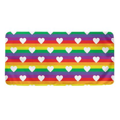 White Heart On LGBT Pride Striped Print Towel