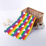 White Heart On LGBT Pride Striped Print Towel
