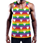 White Heart On LGBT Pride Striped Print Training Tank Top